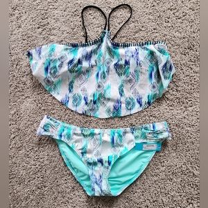 Metallic Flounce top bikini